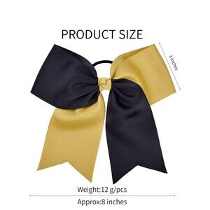 12 count 8” Two Tone Gold & Black Handmade Ponytail  for Teens,Tween dance